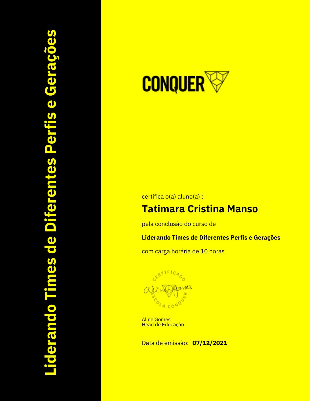Certificado de Liderando Times de Diferentes Perfis e Gerações